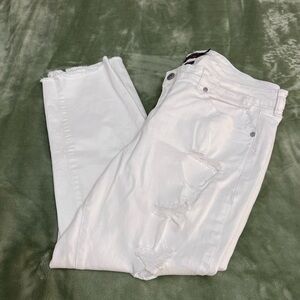 Torrid White Jeans w/Distressed Hem